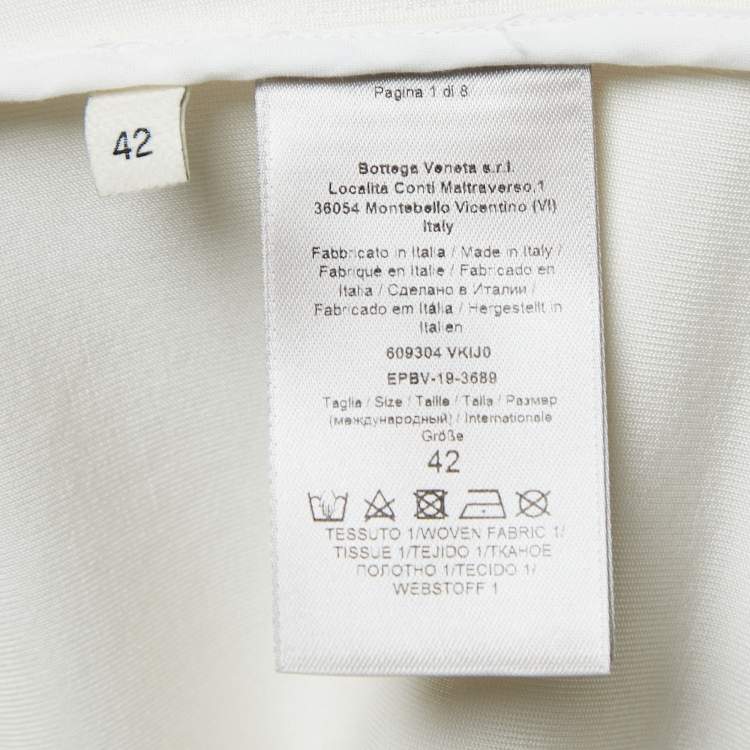 Pre Owned Bottega Veneta White Jersey Trim Detail Long Sleeve Midi Dress M