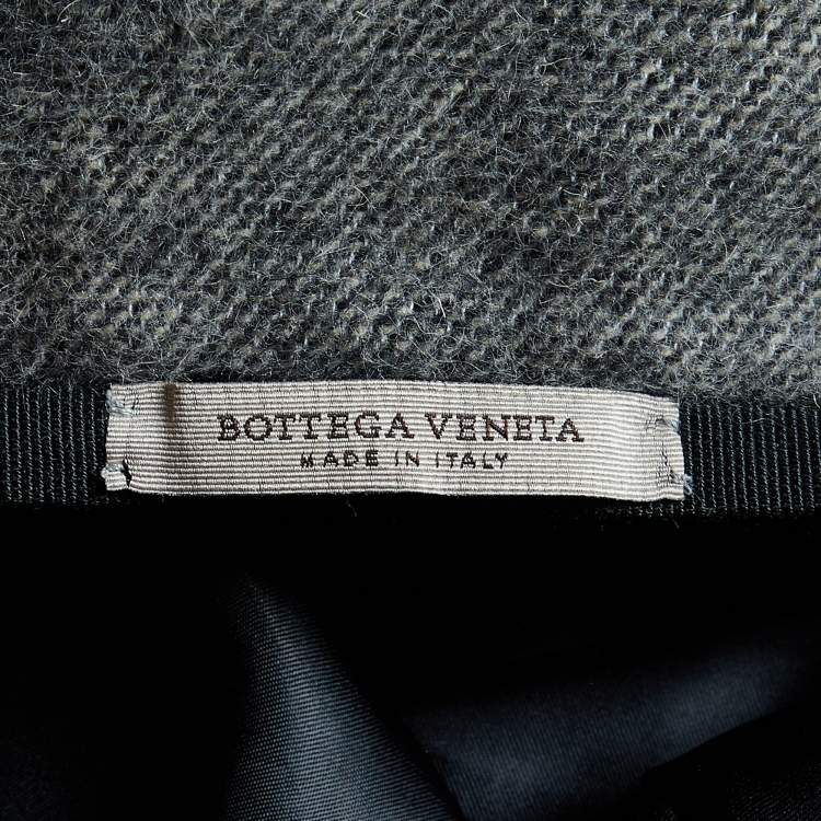 Pre Owned Bottega Veneta Grey Angora & Wool Knit Pencil Skirt L