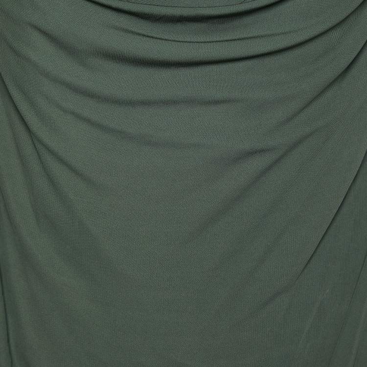 Pre Owned Bottega Veneta Green Jersey Draped Sleeveless Midi Dress M