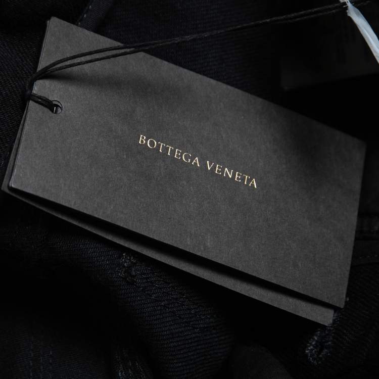 Pre Owned Bottega Veneta Black Denim Trim Detail High Waist Jeans S
