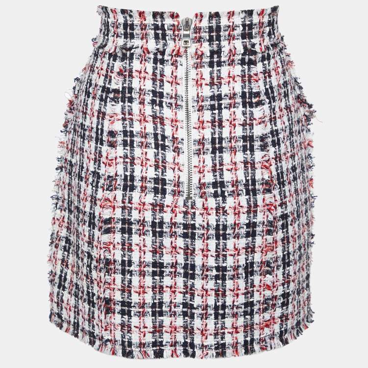 Pre Owned Balmain Multicolor Tweed Mini Skirt M