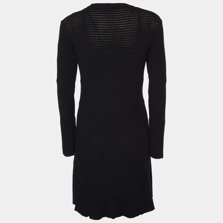 Pre Owned Kenzo Black Knit Mini Dress L