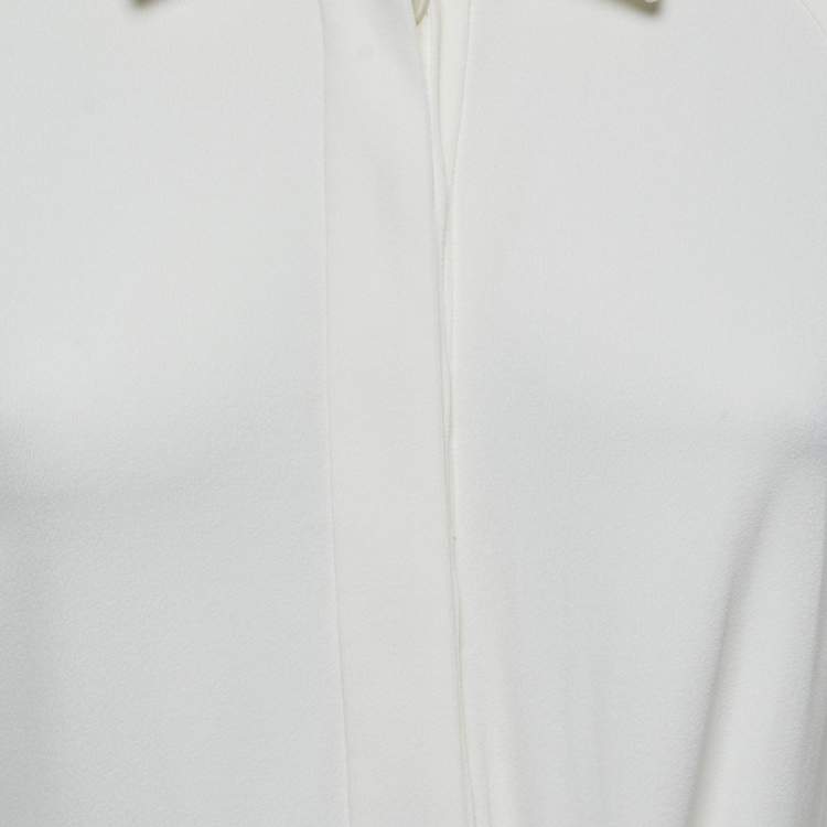 Pre Owned Bottega Veneta Off-White Stretch Knit Long Sleeve Midi Dress S