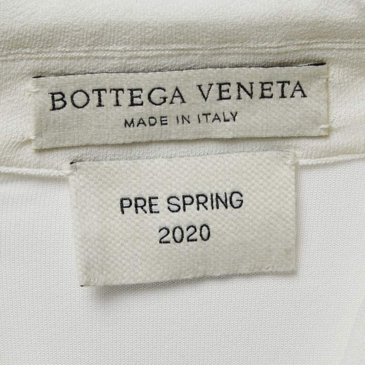 Pre Owned Bottega Veneta Off-White Stretch Knit Long Sleeve Midi Dress S