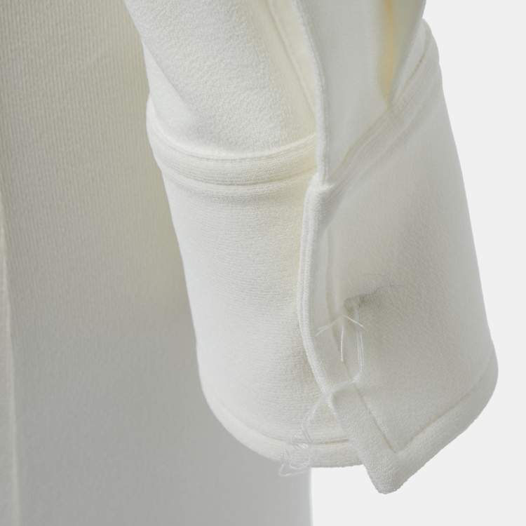Pre Owned Bottega Veneta Off-White Stretch Knit Long Sleeve Midi Dress S