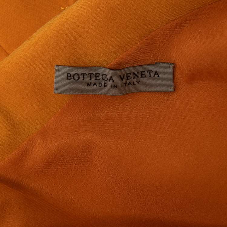 Pre Owned Bottega Veneta Yellow Crepe Cap Sleeve Midi Dress S