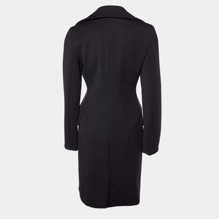 Pre Owned Bottega Veneta Black Wool Blend Double Breasted Coat S