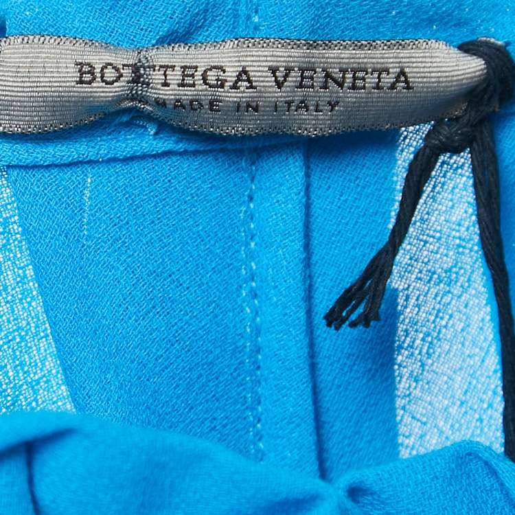 Pre Owned Bottega Veneta Blue Ruffled Cotton Sleeveless Midi Dress M