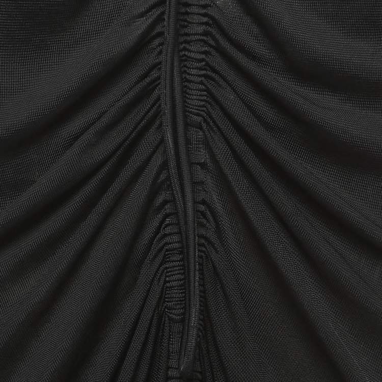 Pre Owned Bottega Veneta Black Mesh Drawstring Detail Dress S
