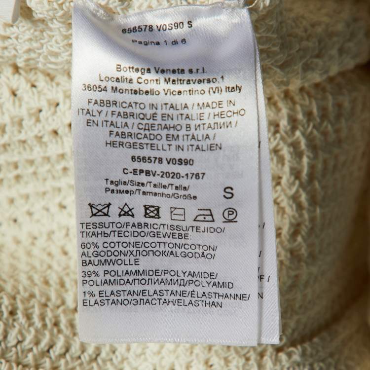 Pre Owned Bottega Veneta Off-White Crochet Knit Sleeveless Mini Dress S 