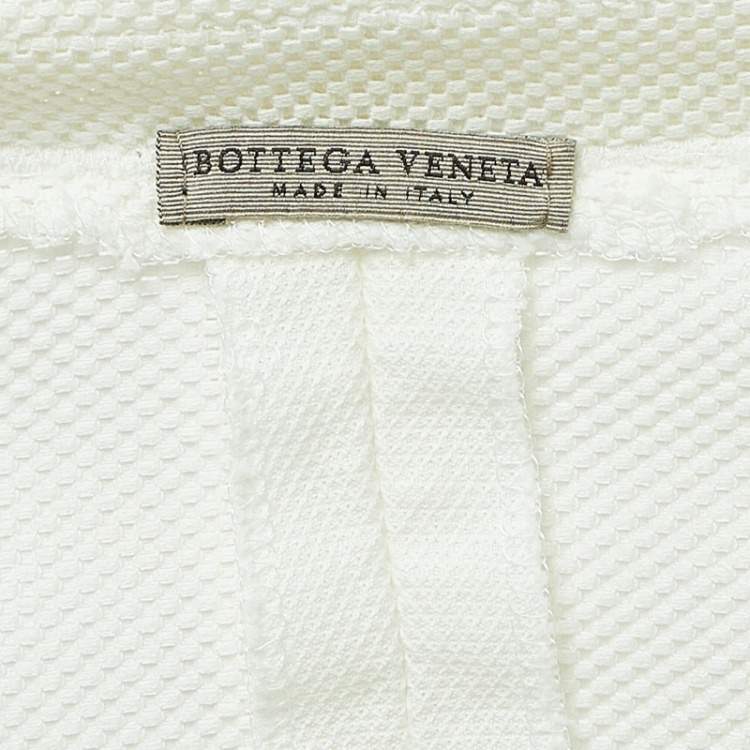Pre Owned Bottega Veneta Off-White Perforated Cotton Single Breasted Jacket M