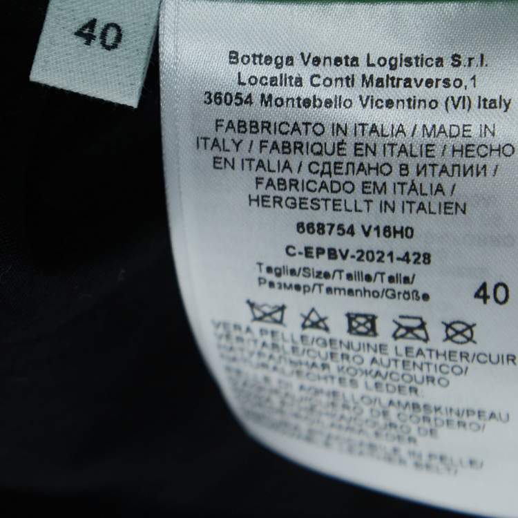 Pre Owned Bottega Veneta Green Lambskin Leather Trench Coat S