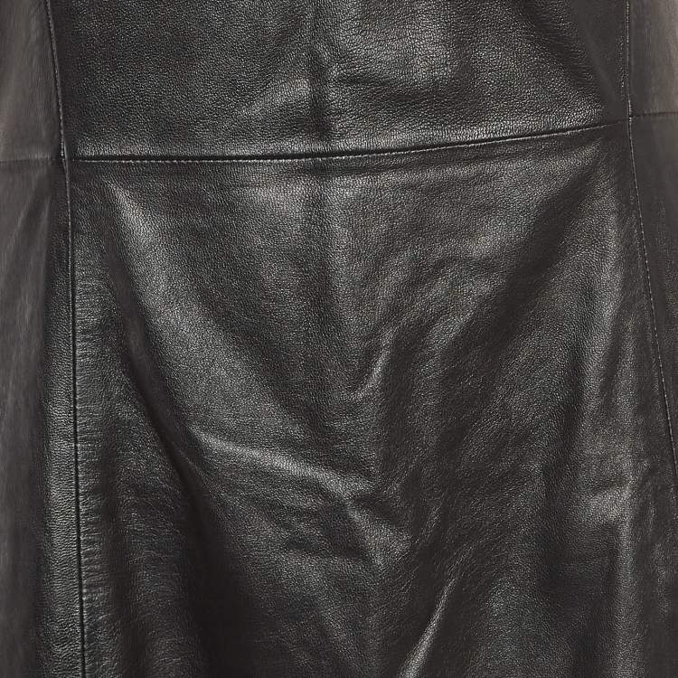 Pre Owned Bottega Veneta Black Leather Sleeveless Midi Dress M