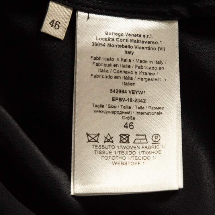 Pre Owned Bottega Veneta Black Silk Blend Pleated Lace Trim Midi Dress L