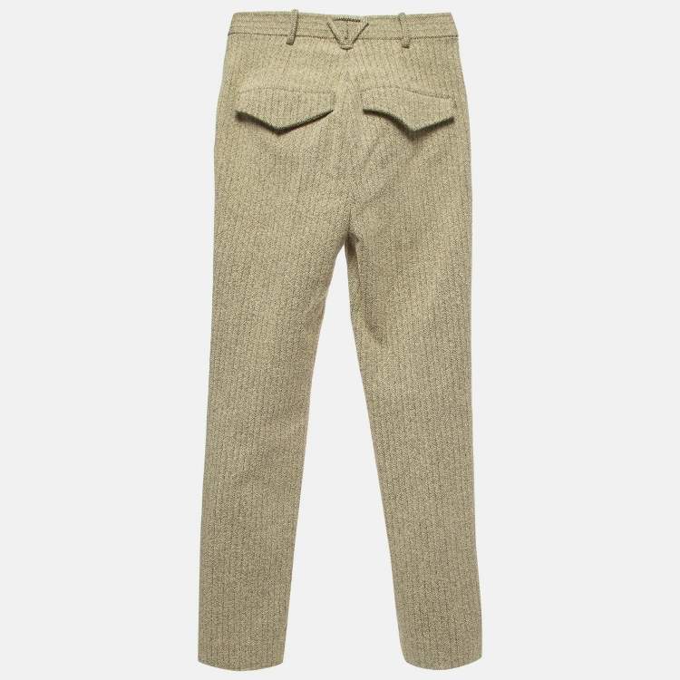Pre Owned Bottega Veneta Cream Tweed Straight Leg Trousers S