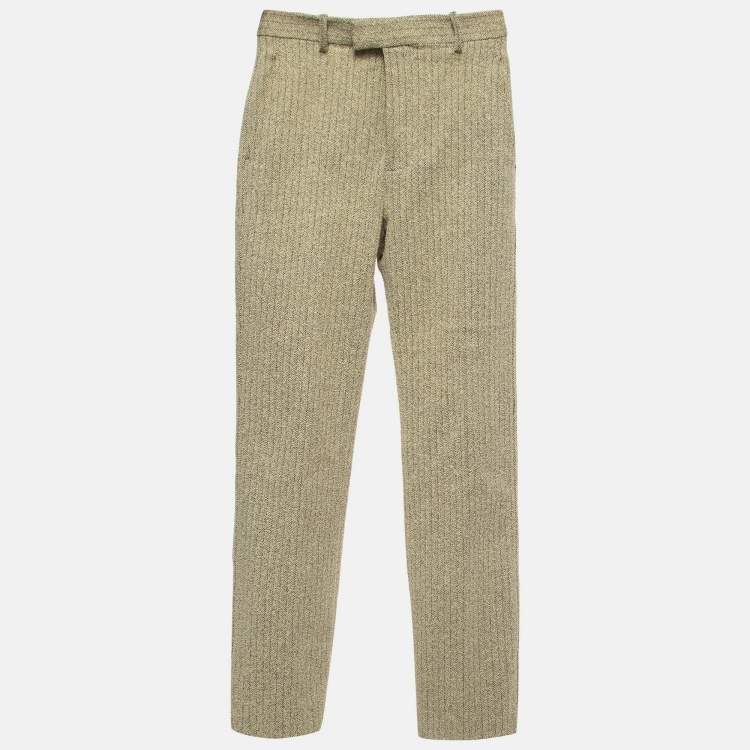 Pre Owned Bottega Veneta Cream Tweed Straight Leg Trousers S