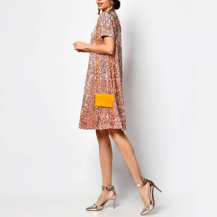 Bottega Veneta Orange Intreccio Leather Mini Cassette