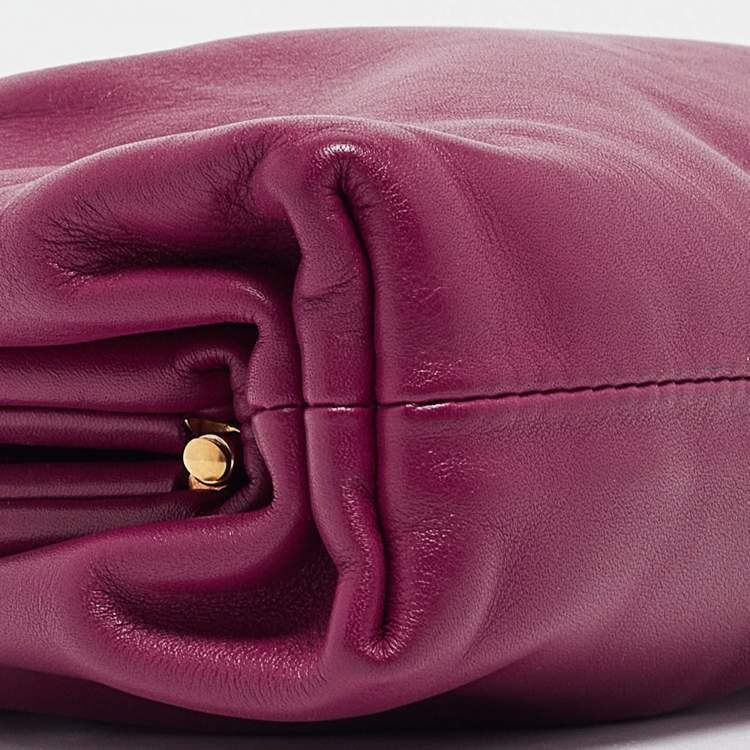 Pre Owned Bottega Veneta Purple Leather Mini The Pouch Bag