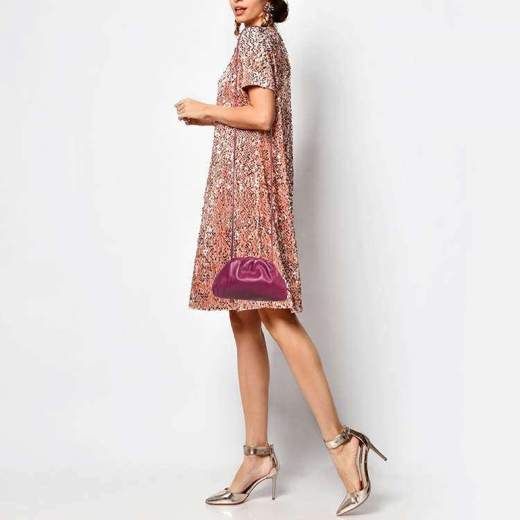 Pre Owned Bottega Veneta Purple Leather Mini The Pouch Bag