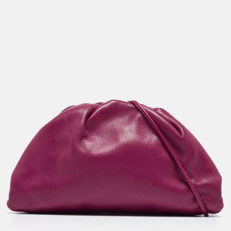 Pre Owned Bottega Veneta Purple Leather Mini The Pouch Bag