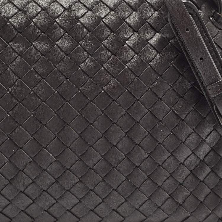 Pre Owned Bottega Veneta Dark Brown Intrecciato Leather Nodini Crossbody Bag