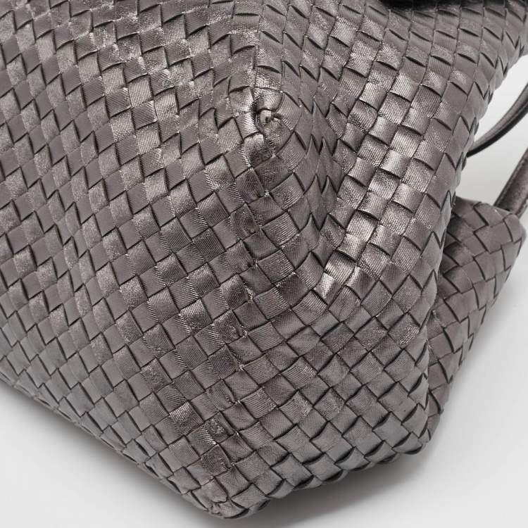 Pre Owned Bottega Veneta Metallic Intrecciato Leather Cesta Tote