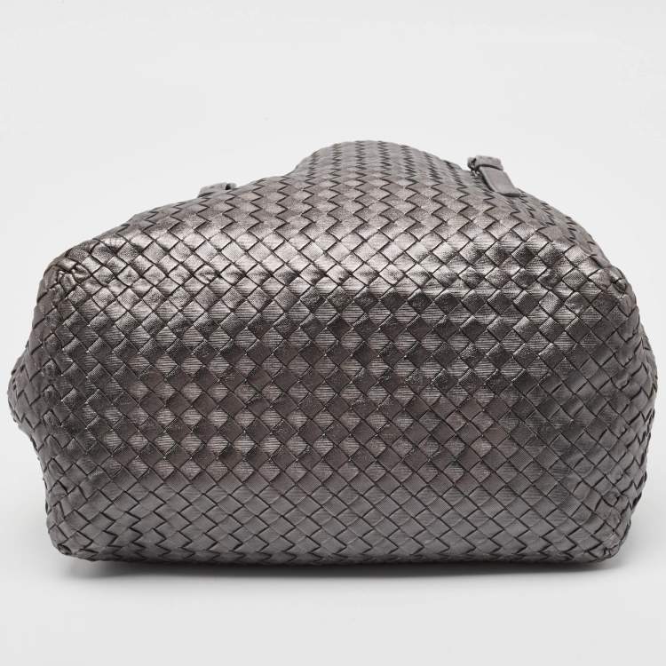 Pre Owned Bottega Veneta Metallic Intrecciato Leather Cesta Tote