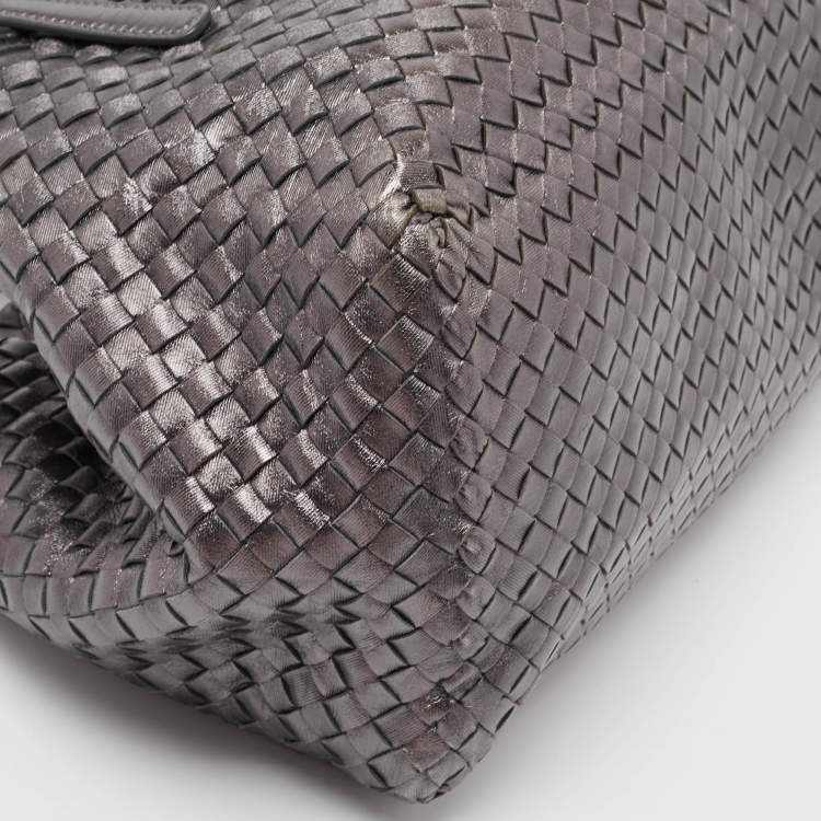 Pre Owned Bottega Veneta Metallic Intrecciato Leather Cesta Tote