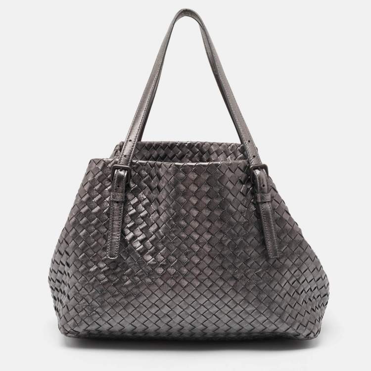 Pre Owned Bottega Veneta Metallic Intrecciato Leather Cesta Tote