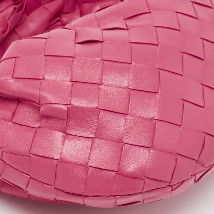 Pre Owned Bottega Veneta Pink Intrecciato Leather Mini Jodie Hobo