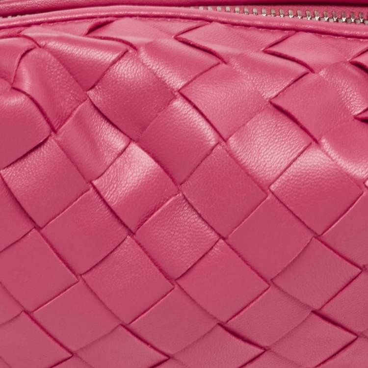 Pre Owned Bottega Veneta Pink Intrecciato Leather Mini Jodie Hobo