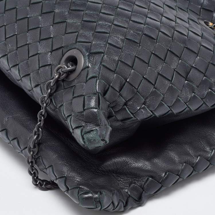 Pre Owned Bottega Veneta Black Intrecciato Leather Shoulder Bag