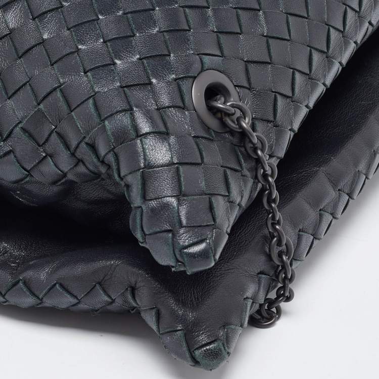Pre Owned Bottega Veneta Black Intrecciato Leather Shoulder Bag