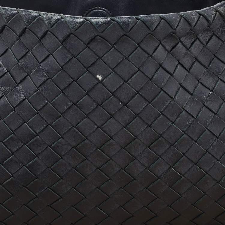 Pre Owned Bottega Veneta Black Intrecciato Leather Shoulder Bag