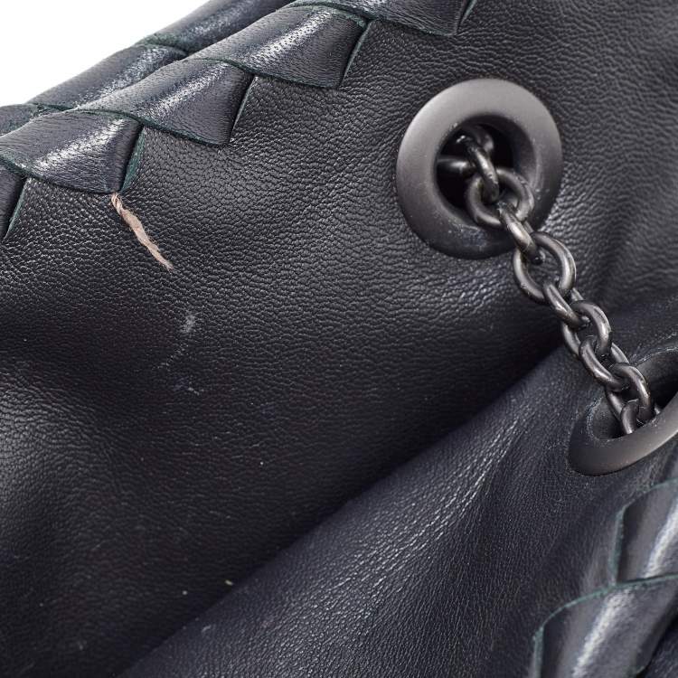 Pre Owned Bottega Veneta Black Intrecciato Leather Shoulder Bag