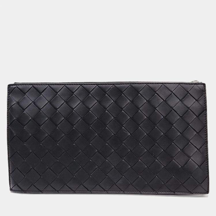 Pre Owned Bottega Veneta Black Intrecciato Nappa Pouch
