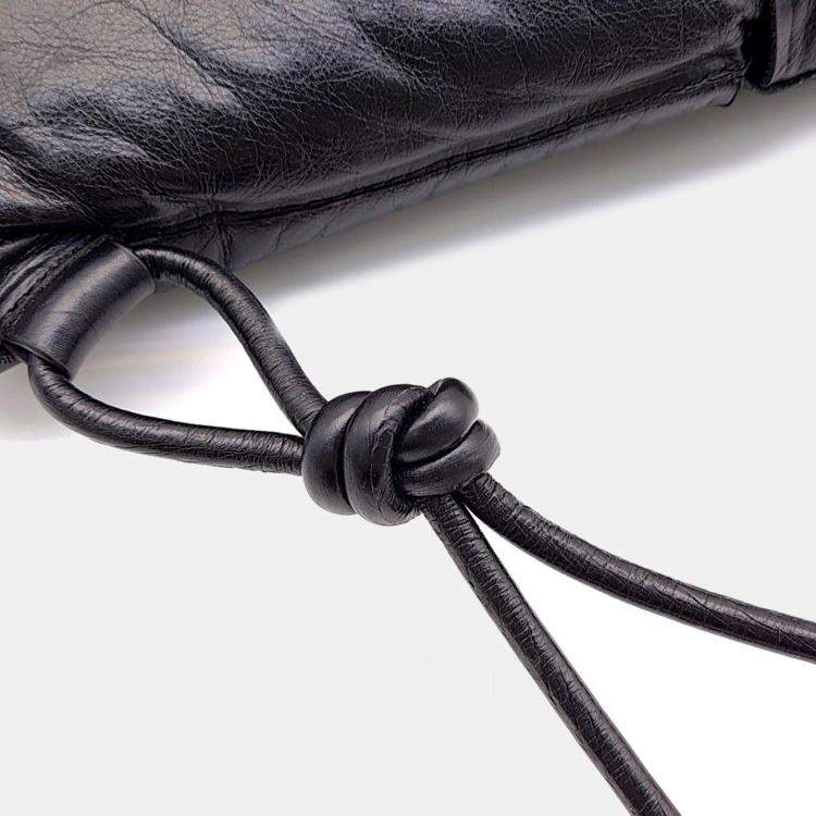 Pre Owned Bottega Veneta Black Leather Padded Square Pouch