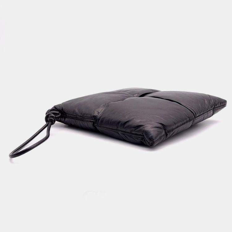 Pre Owned Bottega Veneta Black Leather Padded Square Pouch
