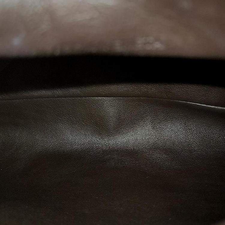 Pre Owned Bottega Veneta Brown Leather Trine Clutch