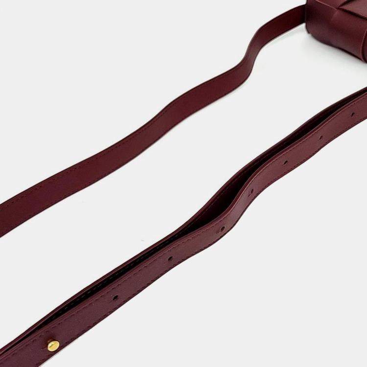 Pre Owned Bottega Veneta Burgundy Maxi Intrecciato Cassette Crossbody Bag