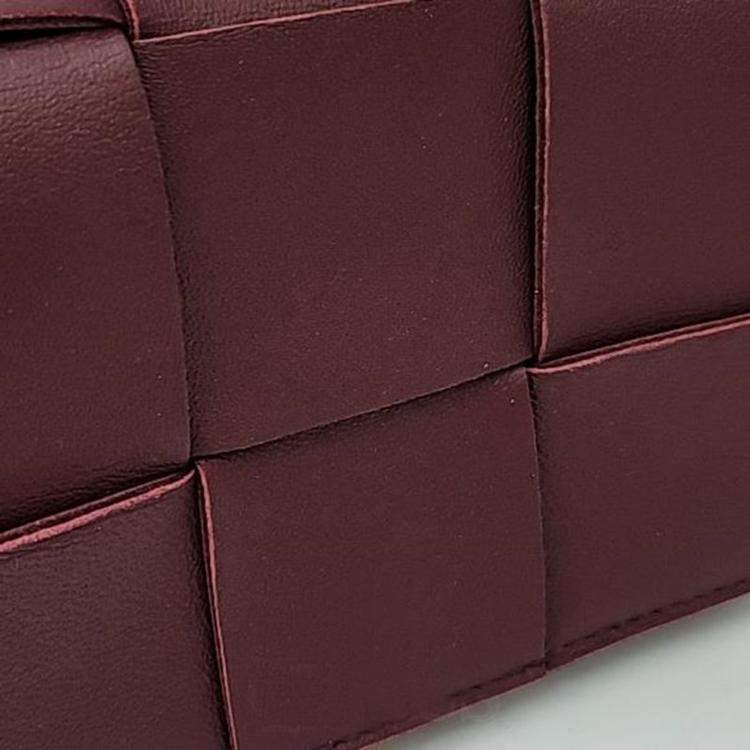 Pre Owned Bottega Veneta Burgundy Maxi Intrecciato Cassette Crossbody Bag