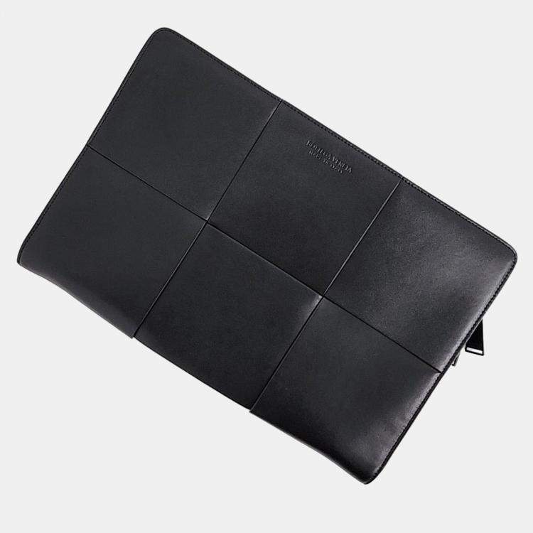 Pre Owned Bottega Veneta Black Intrecciato Clutch