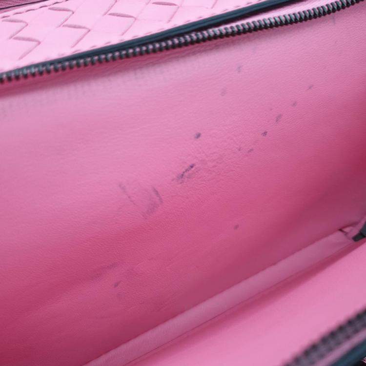 Pre Owned Bottega Veneta Pink Intrecciato Leather Camera Bag