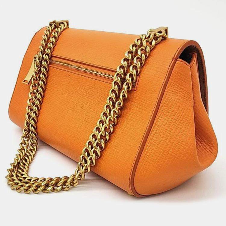 Pre Owned Bottega Veneta Orange Leather Medium BV Angle Shoulder Bag 