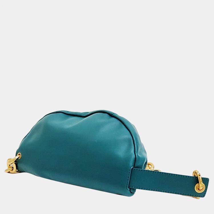 Pre Owned Bottega Veneta Blue Leather Belt Chain Pouch