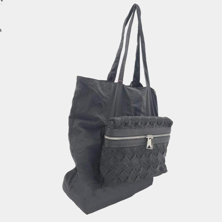 Pre Owned Bottega Veneta Black Canvas Shoulder Bag
