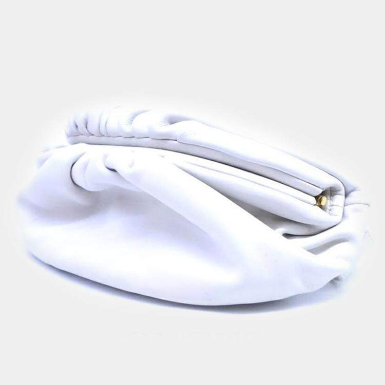 Pre Owned Bottega Veneta White Leather Belt Chain Bag