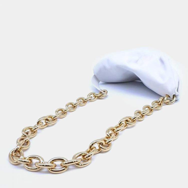 Pre Owned Bottega Veneta White Leather Belt Chain Bag