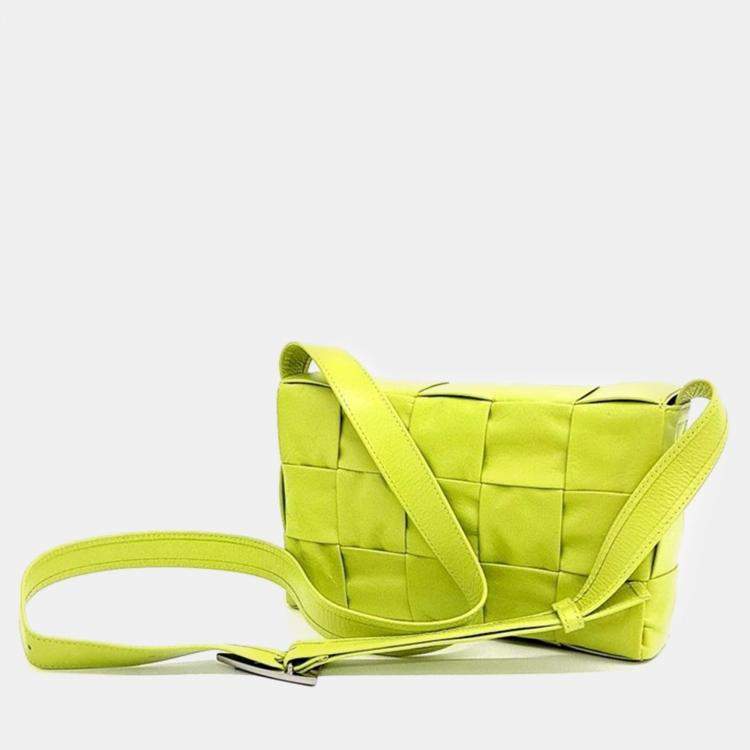 Pre Owned Bottega Veneta Yellow Leather Cassette Shoulder Bag