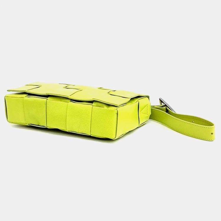 Pre Owned Bottega Veneta Yellow Leather Cassette Shoulder Bag